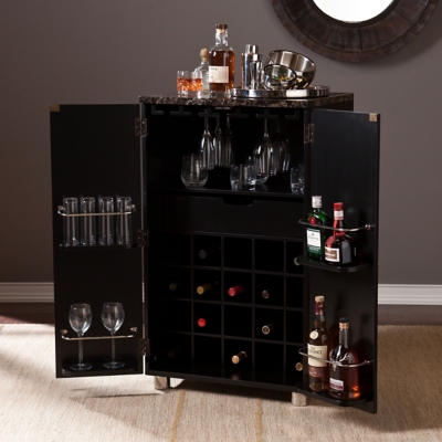 Southern Enterprises Furniture Melora Bar Cabinet, Black