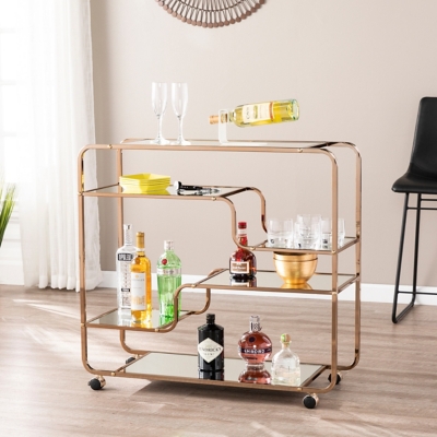 Layalla Layalla Art Deco Mirrored Bar Cart, , rollover