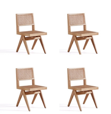 Manhattan Comfort Hamlet Dining Chair (Set of 4), Natural, large