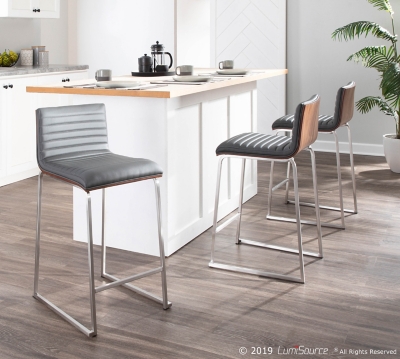Mara Counter Stool (Set of 2), Walnut/Gray, rollover