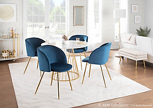 Fran Velvet Dining Chair (Set of 2), Gold/Blue, rollover