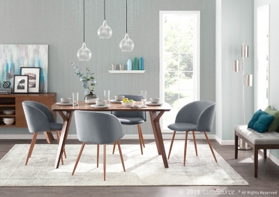 Fran Velvet Dining Chair (Set of 2), Walnut/Gray, large