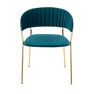 Tania Velvet Dining Chair (Set of 2), Gold/Teal, large