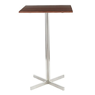 Fuji Square Bar Height Table, Stainless Steel/Walnut, large