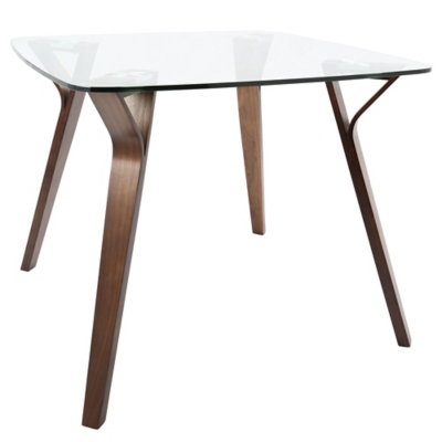 Folia Dining Table, Walnut/Clear, large
