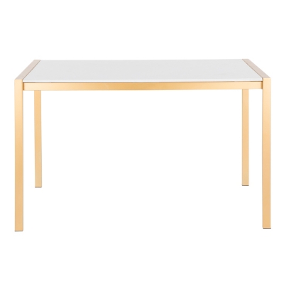 Fuji Dining Table, Gold/White Marble, large