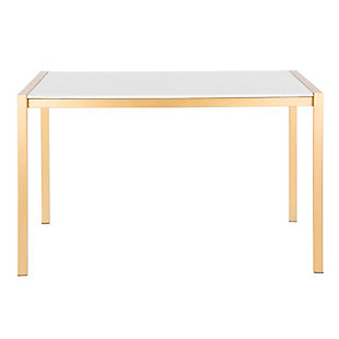 Fuji Dining Table, Gold/White Marble, large