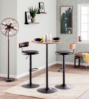 Pebble Adjustable Height Table, Black/Walnut, rollover