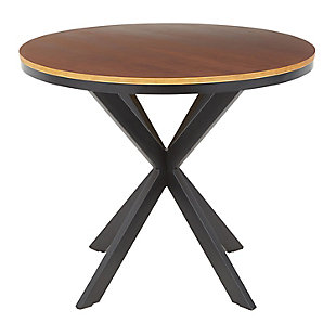 X-Base Pedestal Dining Table, Black/Walnut, large