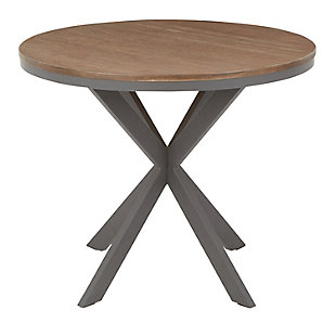 X-Base Pedestal Dining Table, Gray/Medium Brown, large