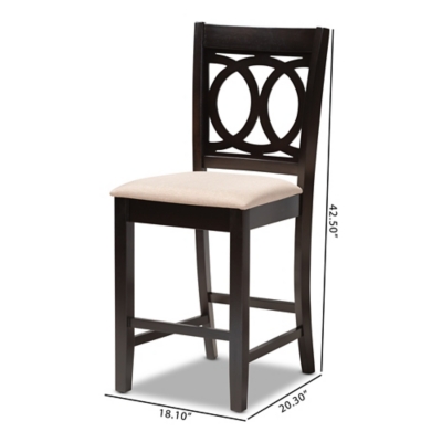 Lenoir Sand Fabric Upholstered Espresso Brown Finished Wood Counter Height Pub Chair Set, Espresso, large