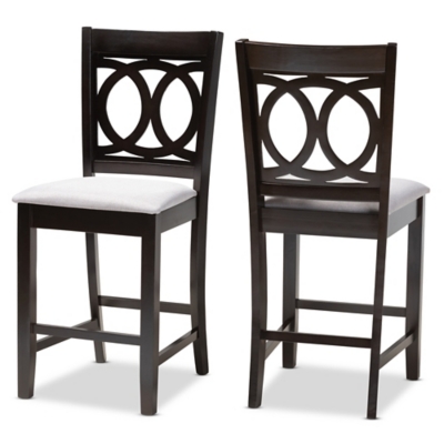 Lenoir Gray Fabric Upholstered Espresso Brown Finished Wood Counter Height Pub Chair Set, Gray, large