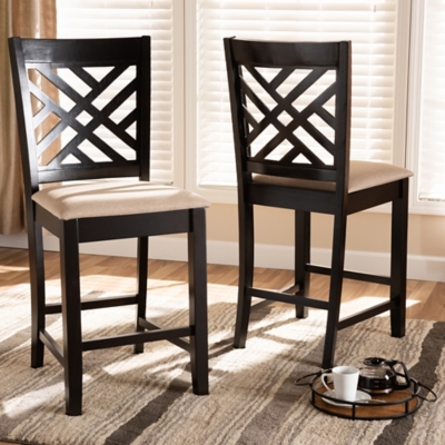 Baxton Studio Caron Counter Height Bar Stool (Set of 2), Espresso