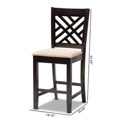 Caron Sand Fabric Upholstered Espresso Brown Finished Wood Counter Height Pub Chair Set, Espresso, large