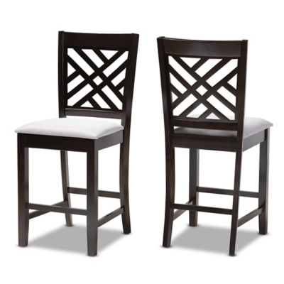Caron Gray Fabric Upholstered Espresso Brown Finished Wood Counter Height Pub Chair Set, Gray, large