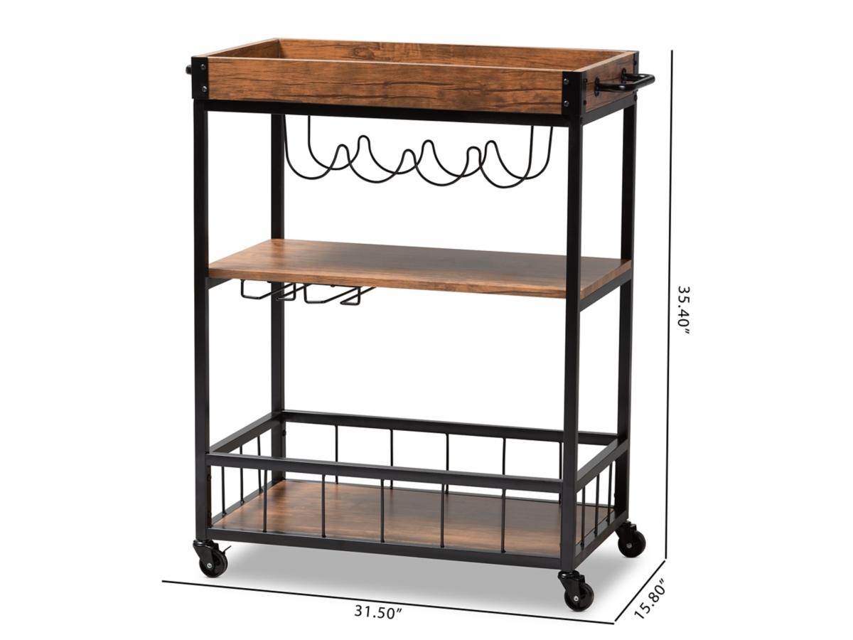 Baxton Studio Cerne Bar Cart Ashley