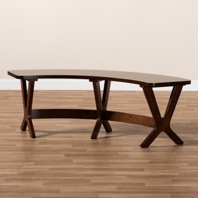 Baxton Studio 57 Berlin Curved Dining Bench, Walnut