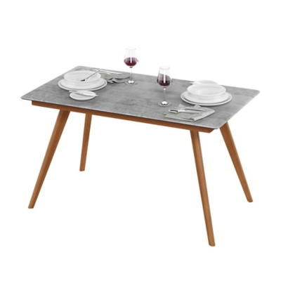 Redang Dining 4-Leg Rectangular Smart Top Table, Cement, Light Gray, large