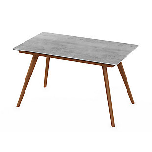 Redang Dining 4-Leg Rectangular Smart Top Table, Cement, Light Gray, large