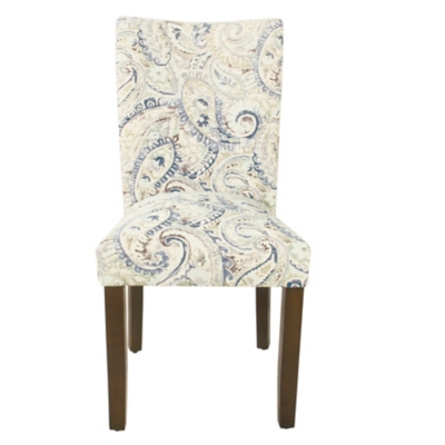 Classic Parsons Dining Chair - Blue Velvet Paisley Print (Set of 2)