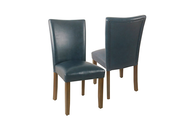 Classic Parsons Dining Chair Set, Black Leather Parsons Dining Chairs