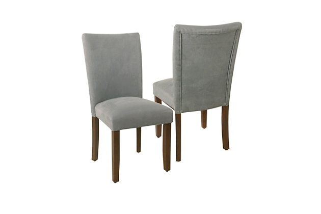 Classic Parsons Dining Chair Gray Microfiber Set Of 2 Ashley Furniture Homestore