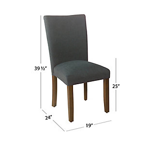 Available in a wide range of fabrics and finishes, this dining chair’s classic design combines with your individual tastes for a personal style statement. From stripes to geometric patterns, from dark blue to soft gray, your sense of style will be reflected in these sturdy wood-frame chairs. They will add flavor to your dining room, and are versatile enough to enhance almost any bedroom, entryway or living room.Set of 2 | Made of wood | Woven fabric upholstery in navy | Padded seat and back | Assembly required