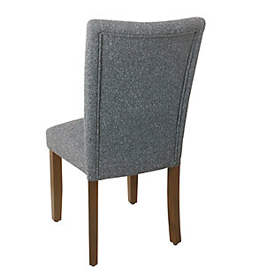 Available in a wide range of fabrics and finishes, this dining chair’s classic design combines with your individual tastes for a personal style statement. From stripes to geometric patterns, from dark blue to soft gray, your sense of style will be reflected in these sturdy wood-frame chairs. They will add flavor to your dining room, and are versatile enough to enhance almost any bedroom, entryway or living room.Set of 2 | Made of wood | Heathered gray fabric upholstery | Padded seat and back | Assembly required