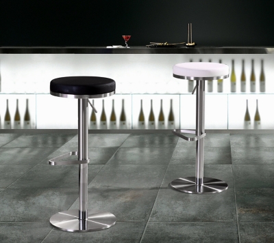 TOV Furniture Fano Black Stainless Steel Adjustable Barstool, Black, rollover