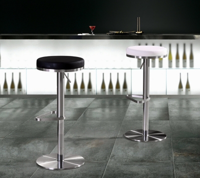 TOV Furniture Fano White Steel Adjustable Barstool, White, rollover