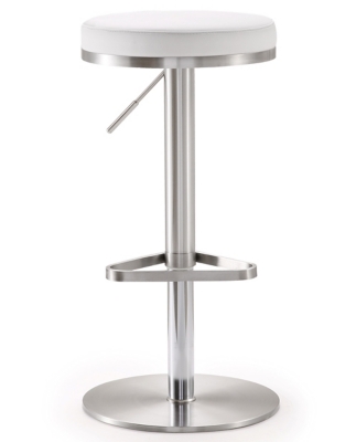 TOV Furniture Fano White Steel Adjustable Barstool, White, large