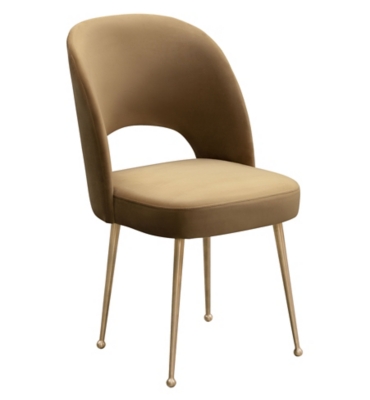 Swell Swell Cognac Velvet Chair, Brown/Gold, large