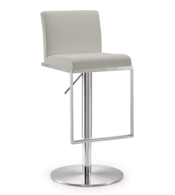 TOV Furniture Amalfi Light Gray Steel Adjustable Barstool, Light Gray, large