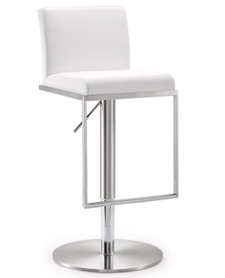 TOV Furniture Amalfi White Steel Adjustable Barstool, White, large