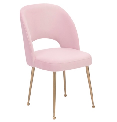 Manhattan Comfort Aura Blush and Polished Brass Velvet Dining