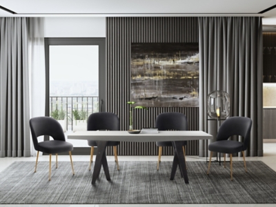 Swell Swell Dark Gray Velvet Chair, Gray/Gold, rollover