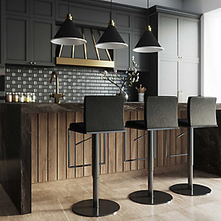 TOV Furniture Amalfi Black on Black Steel Barstool, Black/Black, rollover
