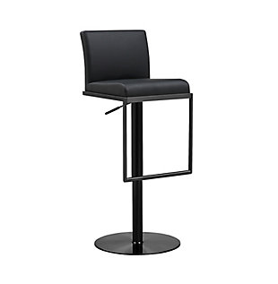 TOV Furniture Amalfi Black on Black Steel Barstool, Black/Black, large