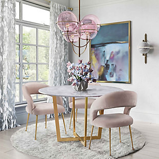 Rocco Rocco Blush Velvet Dining Chair, Pink/Gold, rollover