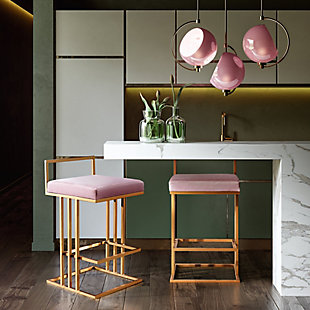 Trevi Trevi Blush Counter Stool, Pink/Gold, rollover