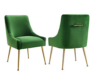 Beatrix Beatrix Green Velvet Side Chair, Green/Gold, large