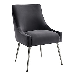 Beatrix Beatrix Gray Velvet Side Chair - Silver Legs, Gray/Silver, large