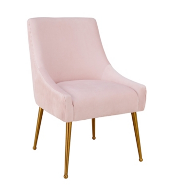 Manhattan Comfort Aura Dining Chair in Blush and Polished Brass (Set of 2)