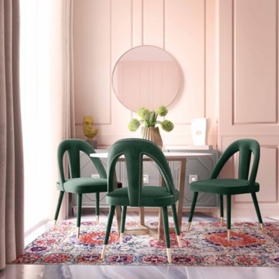 Petra Petra Forest Green Velvet Side Chair, , rollover