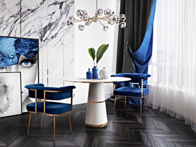 Astrid Astrid Navy Velvet Chair, Blue, rollover