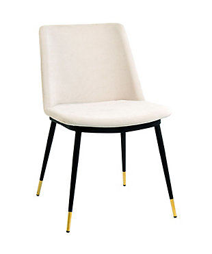 Evora Evora Cream Velvet Chair- Gold Legs - Set of 2, Cream/Black, large