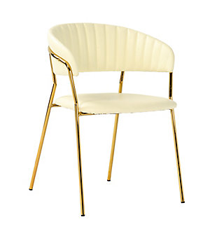Padma Padma Cream Vegan Leather Chair - Set of 2, Cream/Gold, large