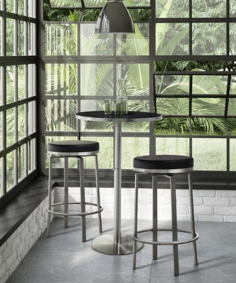 Pratt Pratt Black Swivel Counter Stool (Set of 2), Black/Chrome, rollover
