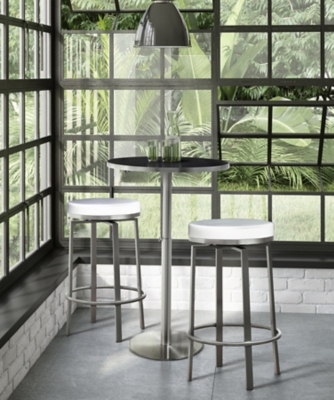 Pratt Pratt White Swivel Counter Stool (Set of 2), White/Chrome, rollover