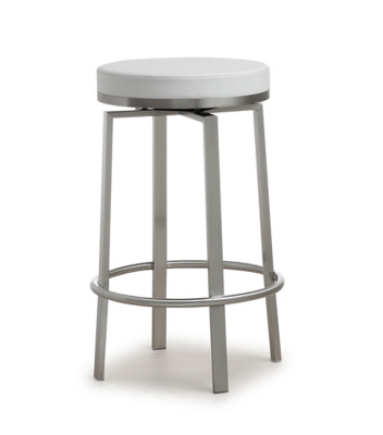 Pratt Pratt White Swivel Counter Stool (Set of 2), White/Chrome, large